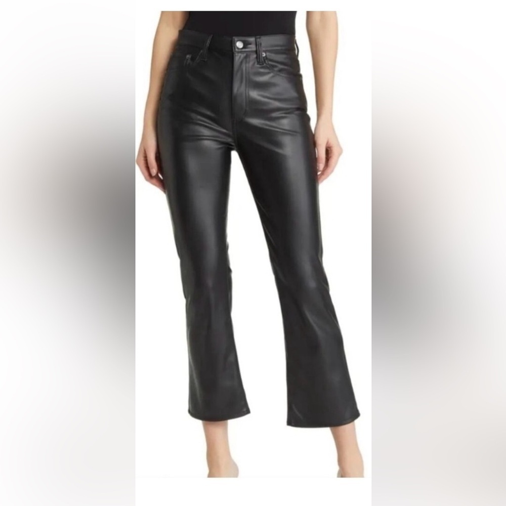 Pistola Lenon crop black faux vegan leather pants 27 Revolve boot